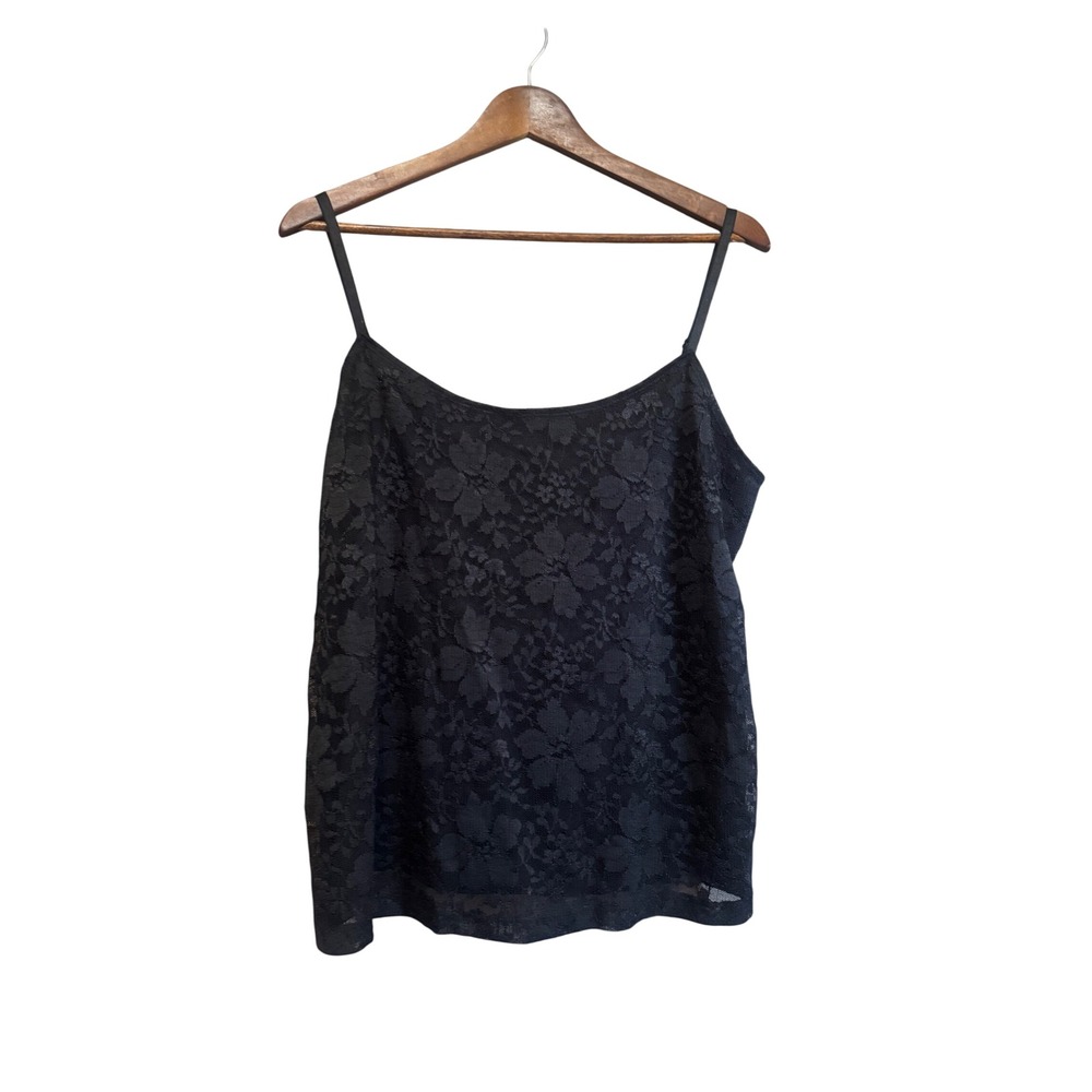 Cato Lace Camisole Women XL Black‎ Excellent Floral Spaghetti Strap Lined Top
